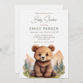 Woodland Cute Baby Bear Shower Invitation 招待状 (正面/裏面)