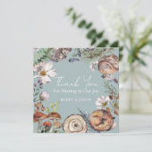 Woodland Cute Forest Animals Blue Baby Shower サンキューカード (スタンド正面)