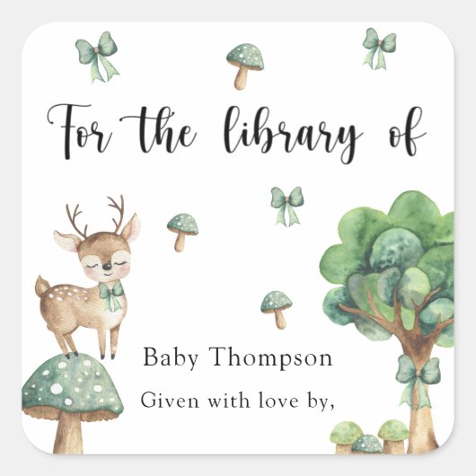 Woodland Deer – ライブラリ用 スクエアシール (正面)