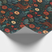 Woodland Deer and Flowers Holiday Gift Wrap ラッピングペーパー (角)