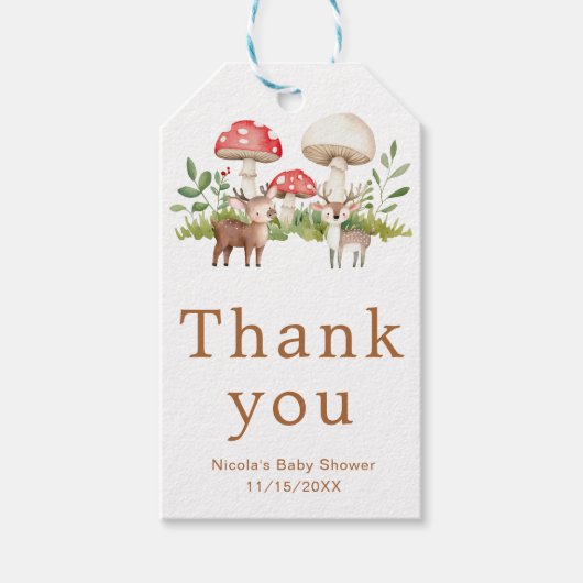 Woodland Deer Baby Shower ギフトタグ (正面)