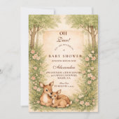 Woodland Deer Baby Shower 招待状 (正面)