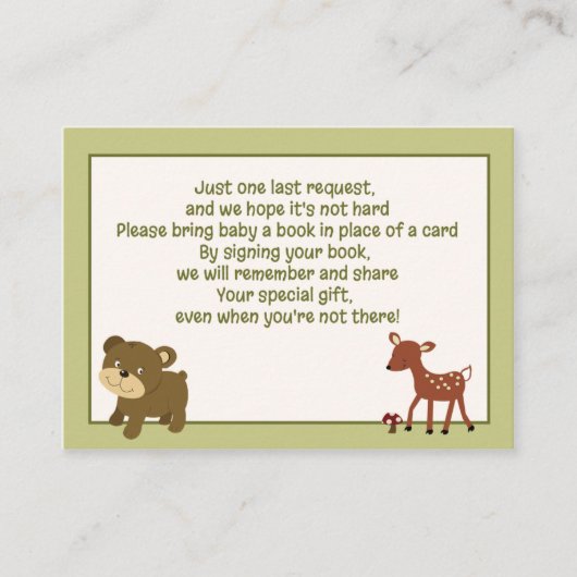 Woodland Deer / Bear Enclosure Book Request Card エンクロージャーカード (正面)