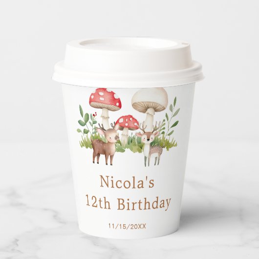 Woodland Deer Birthday Party 紙コップ (正面)