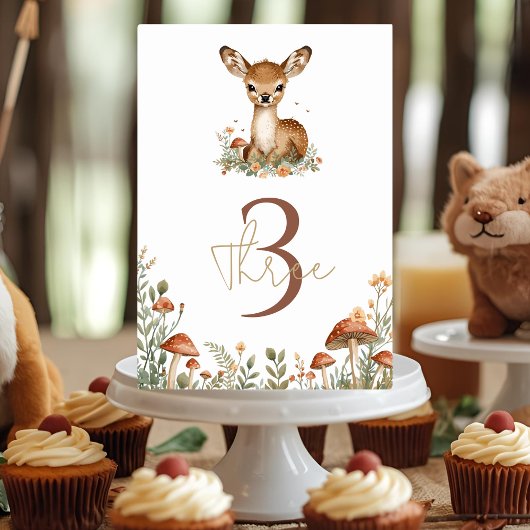 Woodland Deer Birthday Rustic  テーブルナンバー