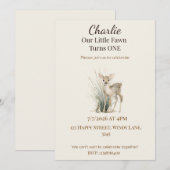 Woodland Deer First Birthday Invitation 招待状 (正面/裏面)