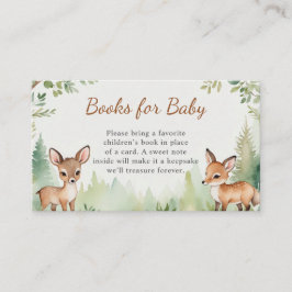 Woodland Deer Forest Baby Shower Books for Baby エンクロージャーカード