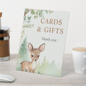 Woodland Deer Forest Baby Shower Cards and Gifts 台座サイン (インサイチュ)