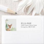 Woodland Deer Forest Baby Shower Return Address  ラベル (インサイチュ)