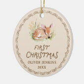 Woodland Deer New Born First Christmas Photo セラミックオーナメント (左)
