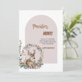 Woodland Deer Pacifier Hunt Baby Shower Game Card 招待状 (スタンド正面)