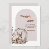 Woodland Deer Pacifier Hunt Baby Shower Game Card 招待状 (正面/裏面)