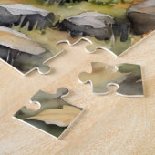 Woodland Deer Watercolor Fox Fall Autumn ジグソーパズル (側面)