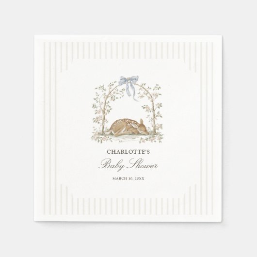 Woodland Dreams Fawn Cottage Baby Shower スタンダードカクテルナプキン (正面)
