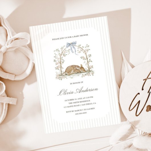Woodland Dreams Fawn Cottage Baby Shower 招待状