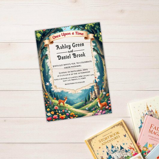 Woodland Enchanted Forest Castle Fairytale Wedding アクリル招待状