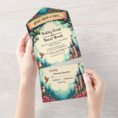 Woodland Enchanted Forest Castle Fairytale Wedding オールインワン招待状 (貼ってはがせる)