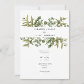 Woodland Eucalyptus Greenery結婚の写真 招待状 (正面)