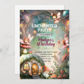 Woodland Fairy and Gnome Birthday Invitation 招待状 (正面/裏面)