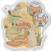 Woodland Fairy & Astro Pets: Groovy Mushroom Adven シール (正面)