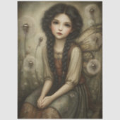 Woodland Fairy in Meadow of Dandelions Fantasy Art 薄葉紙 (正面)