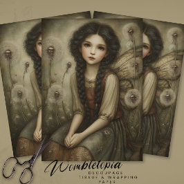 Woodland Fairy in Meadow of Dandelions Fantasy Art 薄葉紙