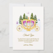 Woodland Fairytale Princess Carriage Baby Shower サンキューカード (正面)