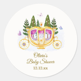 Woodland Fairytale Princess Carriage Baby Shower ラウンドシール
