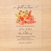 Woodland Fall Mushroom Wildflower Wedding アクリル招待状 (正面)