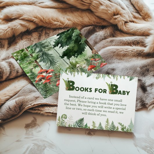Woodland Fern Books for Baby Forest Green Mushroom エンクロージャーカード