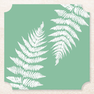 Woodland Fern Leaf Custom Background Colors  ペーパーコースター