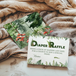 Woodland Fern & Mushroom Diaper Raffle Forest エンクロージャーカード