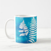 Woodland Fern Pattern、青い水色の白 コーヒーマグカップ (左)