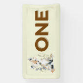 Woodland First Birthday High Chair Banner 横断幕 (縦)