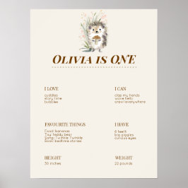 Woodland First Birthday Milestone Board ポスター