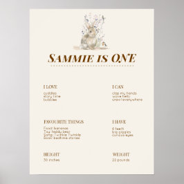 Woodland First Birthday Milestone Board Poster ポスター