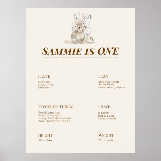 Woodland First Birthday Milestone Board Poster ポスター (正面)