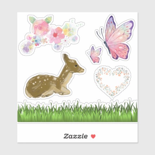Woodland Floral Butterflies Scrapbook Stickers シール (シート)