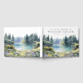 Woodland Floral Lake In Loving Memory Funeral ゲストブック (全面)