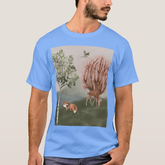 Woodland Fo and bird friends Tシャツ (正面)