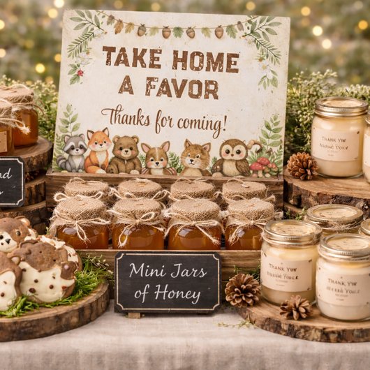 Woodland Forest Animal Baby Shower 台座サイン