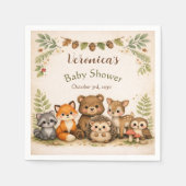 Woodland Forest Animal Baby Shower Napkins スタンダードカクテルナプキン (正面)