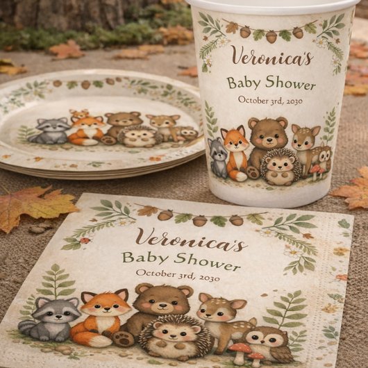 Woodland Forest Animal Baby Shower Napkins スタンダードカクテルナプキン