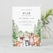 Woodland Forest Animal Boy Birthday Invitation 招待状 (スタンド正面)