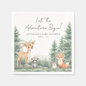 Woodland Forest Animals Adventure Baby Shower スタンダードカクテルナプキン (正面)