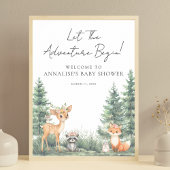 Woodland Forest Animals Adventure Baby Shower ポスター