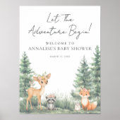 Woodland Forest Animals Adventure Baby Shower ポスター (正面)