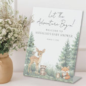 Woodland Forest Animals Adventure Baby Shower 台座サイン