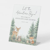 Woodland Forest Animals Adventure Baby Shower 台座サイン (正面)