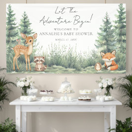 Woodland Forest Animals Adventure Baby Shower 横断幕